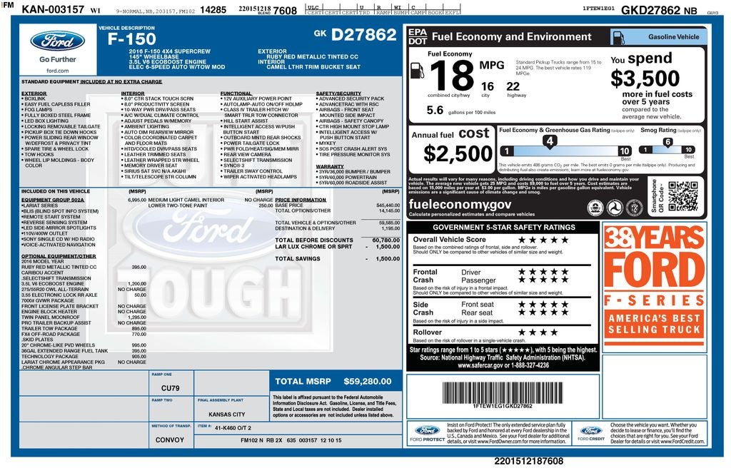 2016 Ford F-150 Lariat