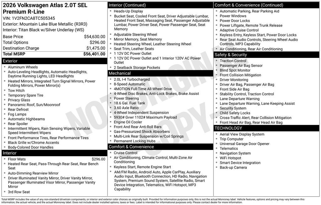 2026 Volkswagen Atlas 2.0T SEL Premium R-Line