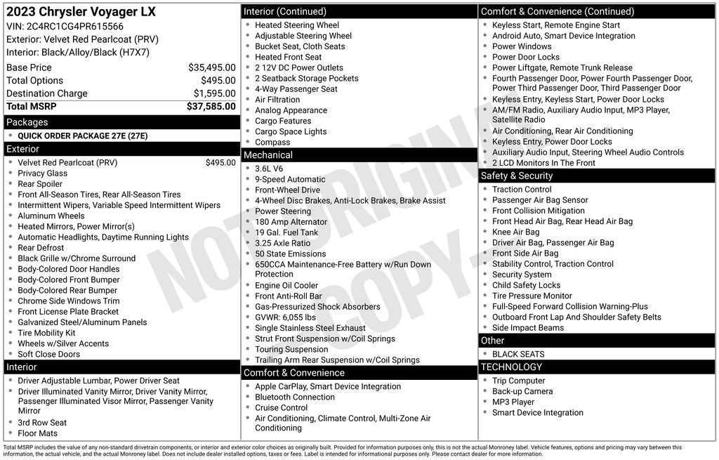 2023 Chrysler Voyager LX