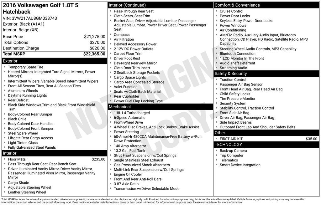 2016 Volkswagen Golf TSI S 4-Door