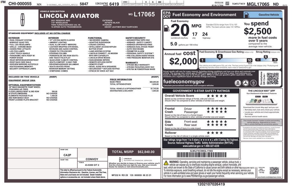 2021 Lincoln Aviator Reserve